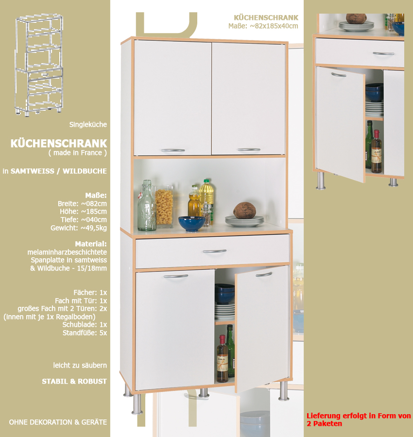 Hochschrank COOKY 4047 Küchenschrank Küchenregal Schrank Buffetschrank